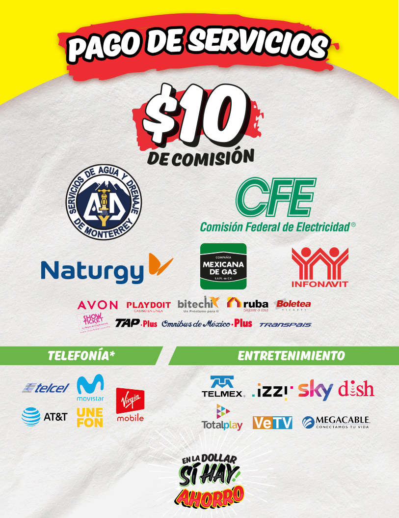 Pago de servicios con solo $10 de comisión